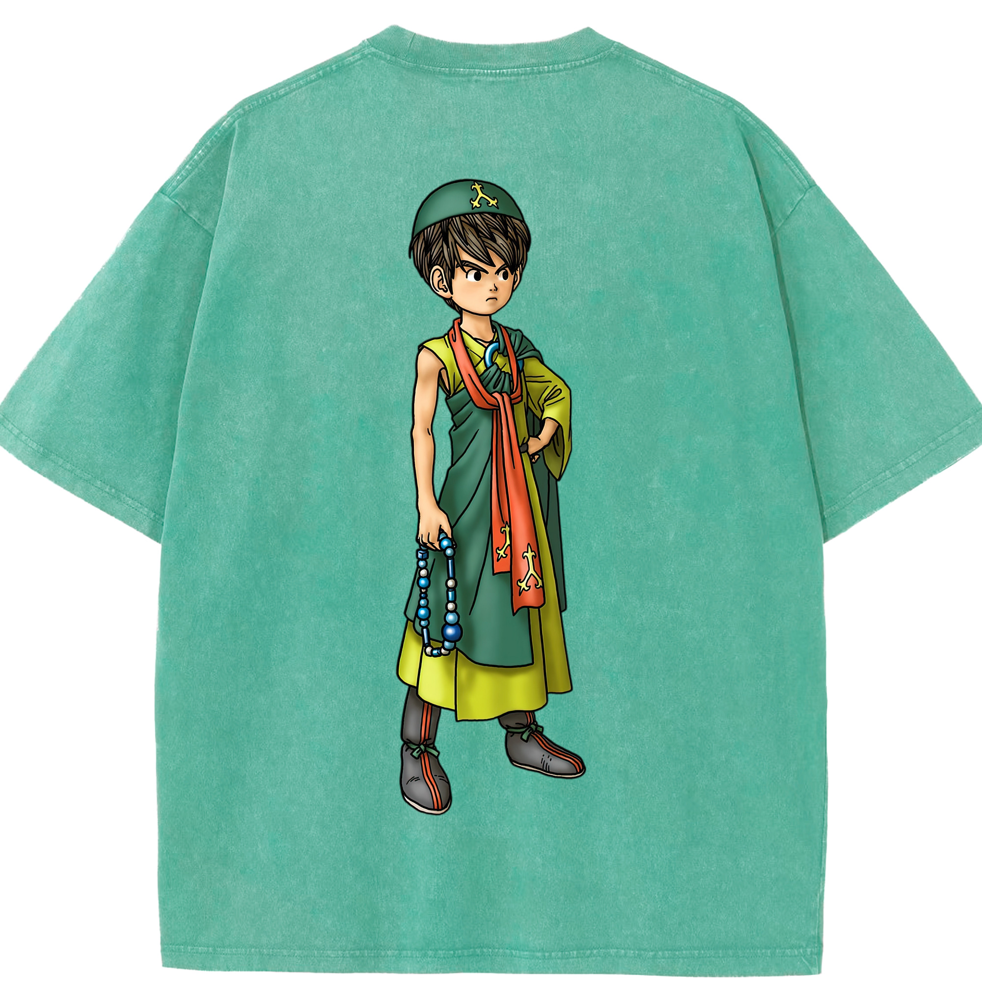 （画像用） ドラゴンクエスト Doragon Kuesuto Dragon Quest 綿100% ヴィンテージ風 半袖Tシャツ（背面プリント）